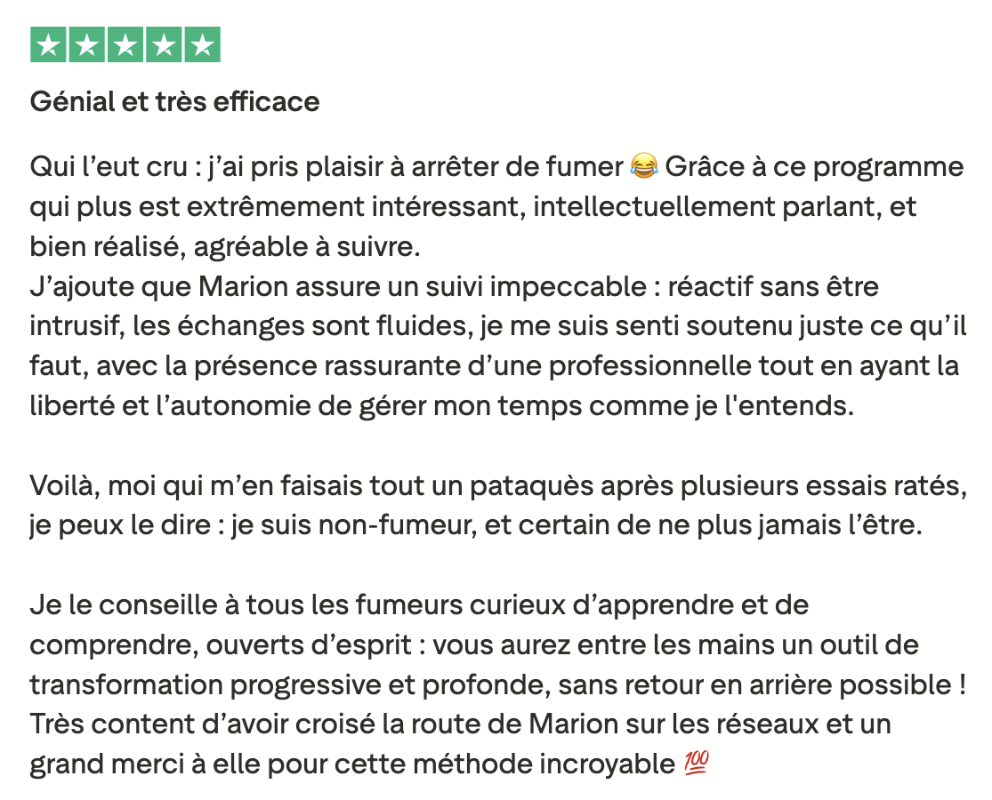 Avis client Trustpilot