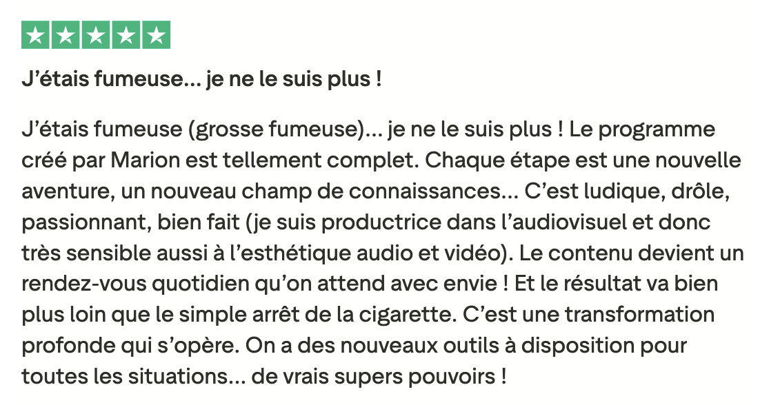 Avis client Trustpilot