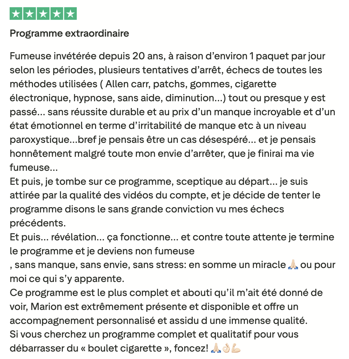 Avis client Trustpilot