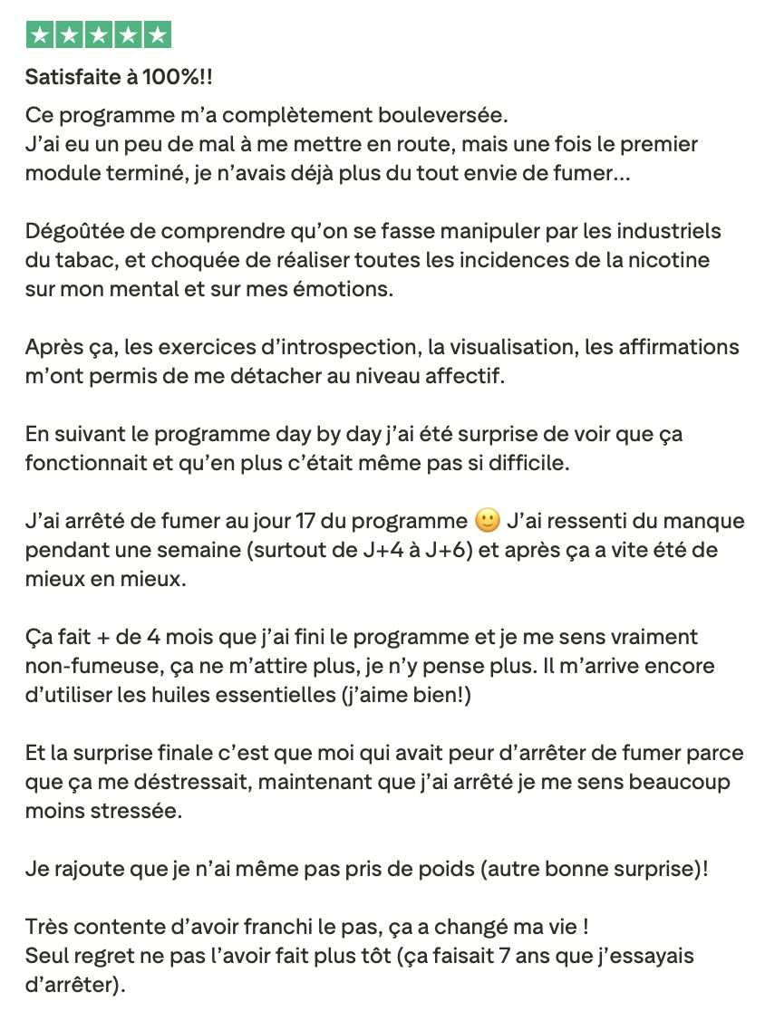 Avis client Trustpilot