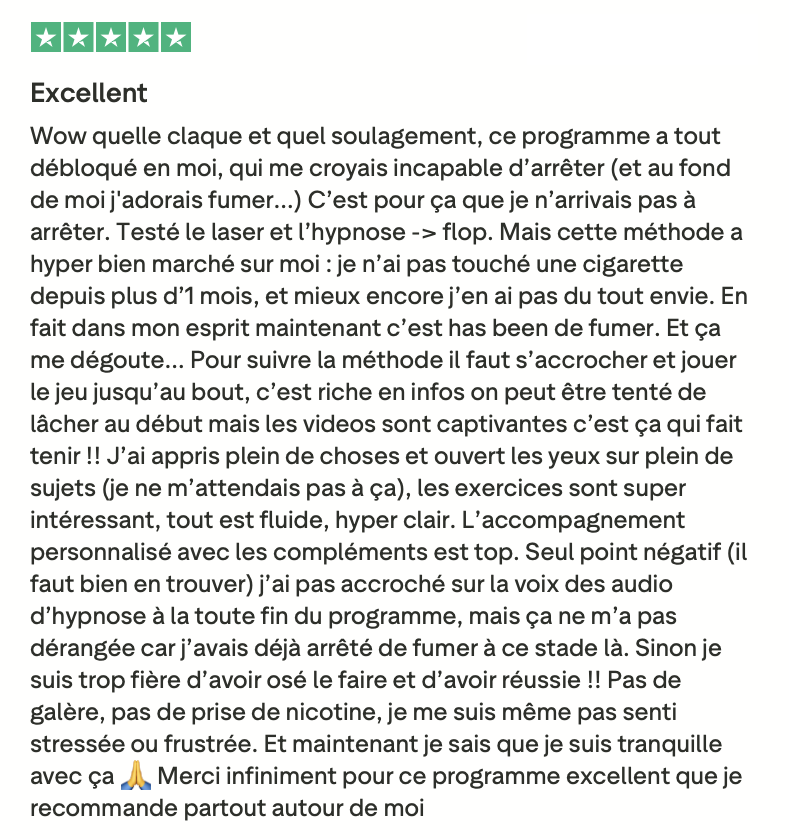 Avis client Trustpilot